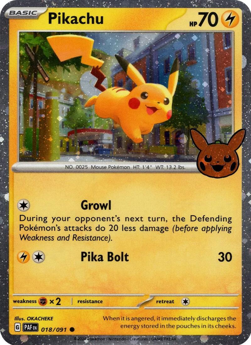 PIKACHU TRICK OR TREAT 2024 DARK ERORR #18/091 from Trick Or Trade 2024 Pokémon card set